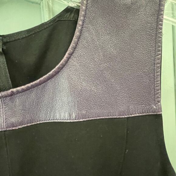 Ali Ro Bodycon Dress Size 10 Black Dress Purple Leather Accent - Picture 5 of 5